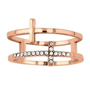 Lauren Conrad Two / Double Cross Ring Rose Gold